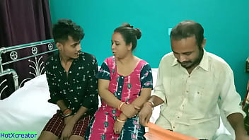 Indian aunty hot threesome sex at home with hindi clear audio