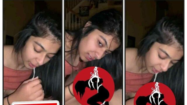 A cute girl gives a blowjob to her boyfriend